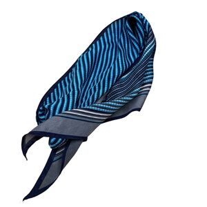 Specialty House Blue and Grey Silk Striped Pattern Scarf